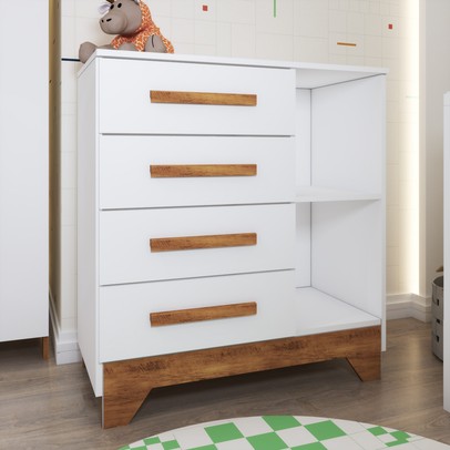 Quarto Infantil Completo Kids 5 Portas 6 Gavetas Branco/Nature - Panorama Móveis