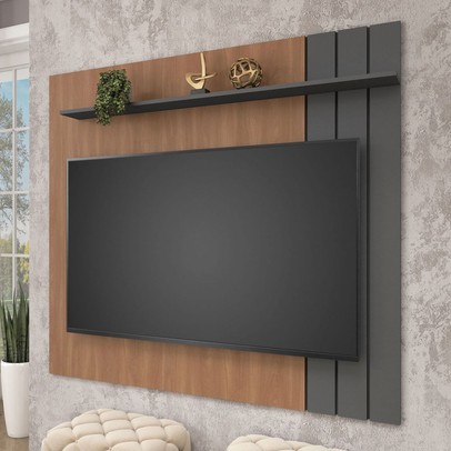 Painel para TV Até 65 Polegadas Galla 1 Prateleira Ripado Manchester/Grafite - Fellicci