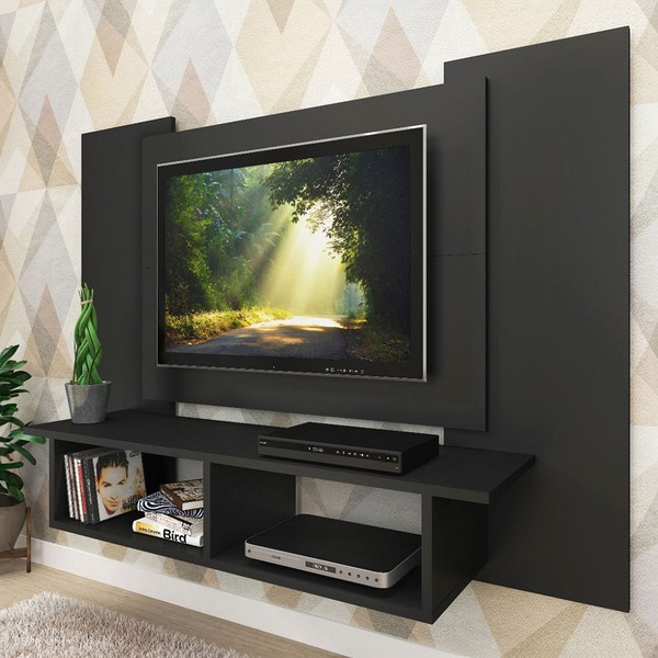 Painel para TV Até 48 Polegadas 2 Nichos Preto - Fellicci