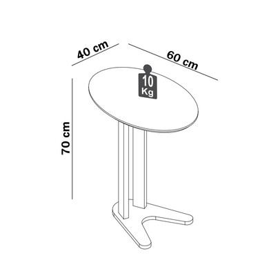 Mesa de Canto Oval 100% Mdf - Preto Fosco