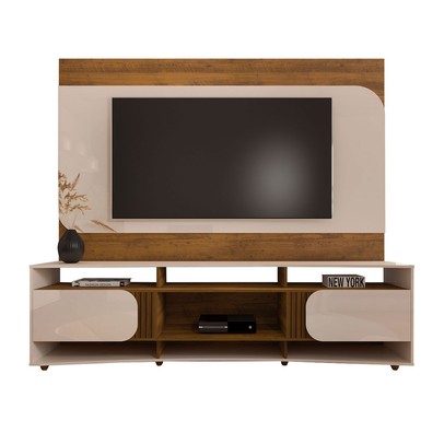 Rack com Painel  para TV Até 80 Polegadas Seleto 2 Portas Pinho/Off White - Pnr Móveis