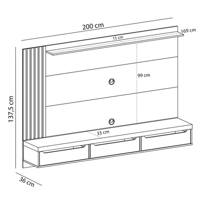 Sala de Estar Completa para TV Até 75 Polegadas Luxos 3 Gavetas Cinamomo/Off White - Pnr Móveis