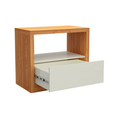 Mesa de Cabeceira 1 Gaveta 100% Mdf Freijo/Off White - Dalla Costa