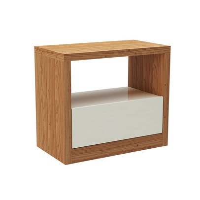 Mesa de Cabeceira 1 Gaveta 100% Mdf Freijo/Off White - Dalla Costa