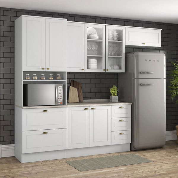 Cozinha Completa Americana 8 Portas 5 Gavetas 100% Mdf  Branco Hp - Henn