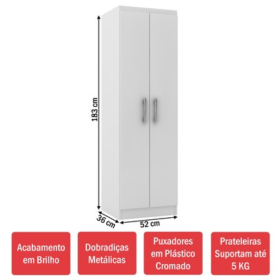 Armário Multiuso Ibiza 2 Portas 4 Prateleiras 4099 Branco - Doripel