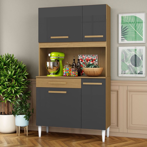 Armário de Cozinha 4 Portas 1 Gaveta Atacama/Grafite - Arámóveis