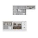 Cozinha Completa Americana 8 Portas 3 Gavetas com Vidro 100% Mdf  Branco - Henn