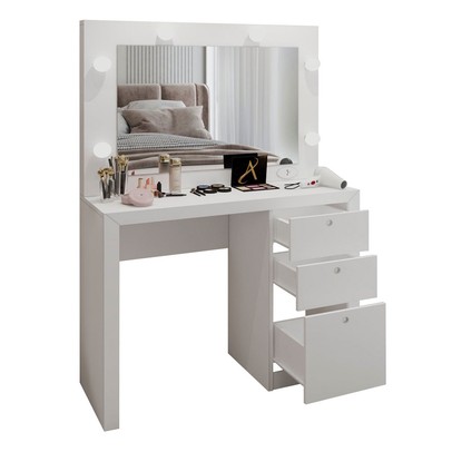 Penteadeira Camarim 3 Gavetas Beauty com Espelho e Bocais para Lâmpada Branco - Panorama Móveis