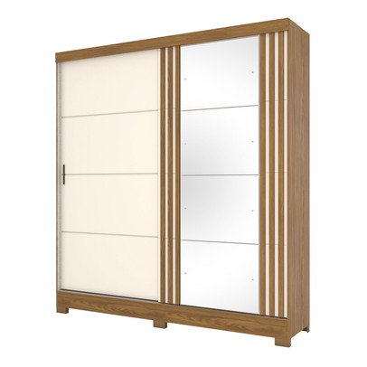Guarda-Roupa Casal 2 Portas 3 Gavetas com Espelho B352 Nature/Off White - Briz