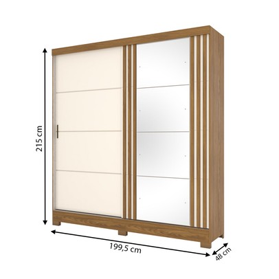 Guarda-Roupa Casal 2 Portas 3 Gavetas com Espelho B352 Nature/Off White - Briz