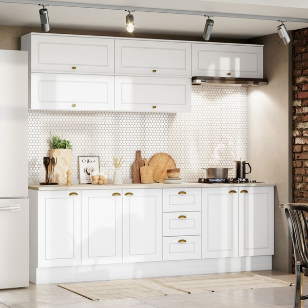 Cozinha Completa Americana 10 Portas 3 Gavetas 100% Mdf Branco - Henn