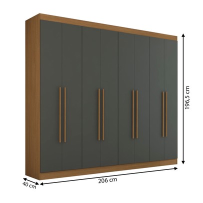 Guarda-Roupa Casal Ele e Ela 8 Portas 8 Prateleiras Cinamomo/Chumbo - Panorama Móveis