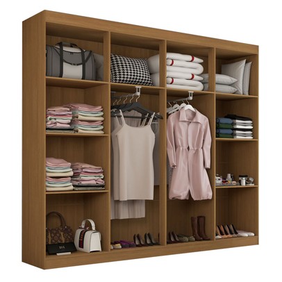 Guarda-Roupa Casal Ele e Ela 8 Portas 8 Prateleiras Cinamomo/Chumbo - Panorama Móveis