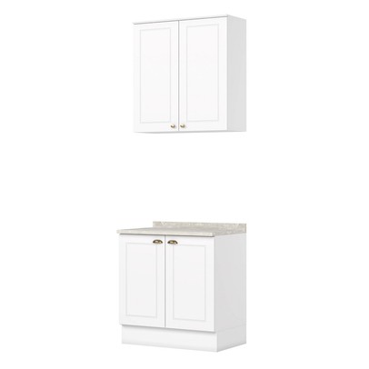Armário de Cozinha Americana 4 Portas 3 Prateleiras 100% Mdf Branco - Henn