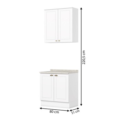 Armário de Cozinha Americana 4 Portas 3 Prateleiras 100% Mdf Branco - Henn