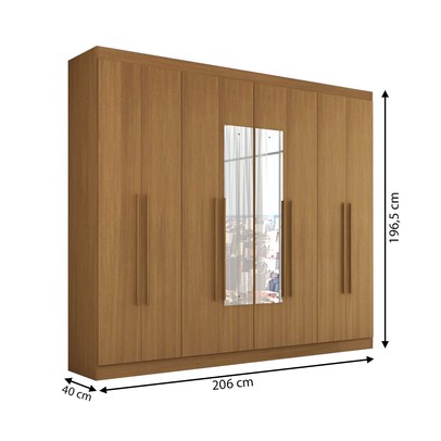 Guarda-Roupa Ele e Ela 8 Portas 8 Prateleiras com Espelho Cinamomo - Panorama Móveis