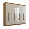 Guarda-Roupa Ele e Ela 8 Portas 8 Prateleiras com Espelho Cinamomo/Off White - Panorama Móveis