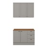 Cozinha Compacta Americana 5 Portas 3 Gavetas 100% Mdf Cinza/Nature - Henn