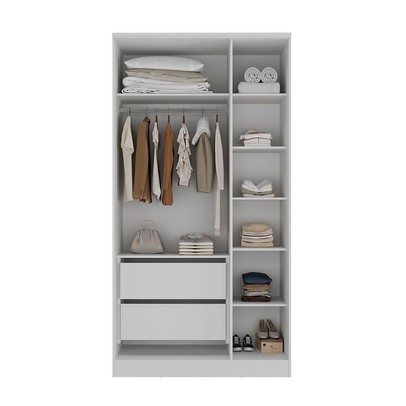 Guarda-Roupa Solteiro Ravi  3 Portas 2 Gavetas 100% Mdf Branco - Mambel