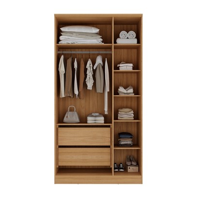Guarda-Roupa Solteiro Ravi  3 Portas 2 Gavetas 100% Mdf Olmo Italiano - Mambel