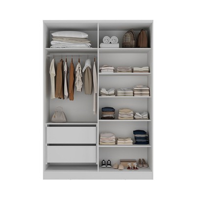 Guarda-Roupa Solteiro Ravi  4 Portas 2 Gavetas 100% Mdf Branco - Mambel