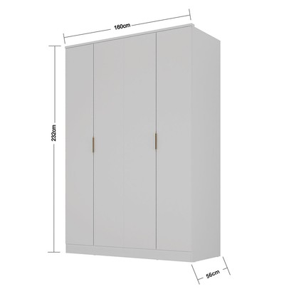 Guarda-Roupa Solteiro Ravi  4 Portas 2 Gavetas 100% Mdf Branco - Mambel