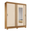 Guarda-Roupa Casal 2 Portas 2 Gavetas com Espelho Flex Nature/Off White/Cinza -  Briz
