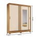 Guarda-Roupa Casal 2 Portas 2 Gavetas com Espelho Flex Nature/Off White/Cinza -  Briz