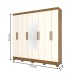 Guarda-Roupa Casal 8 Portas 4 Gavetas com Espelho Nature/Off White - Briz