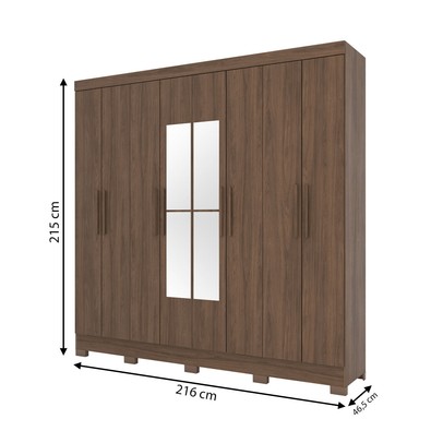 Guarda-Roupa Casal 8 Portas 4 Gavetas com Espelho Castanho -  Briz