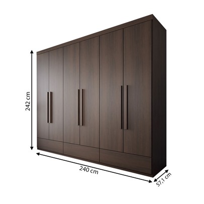 Guarda-Roupa Casal Romênia 6 Portas 7 Gavetas Jacarandá - Panorama Móveis