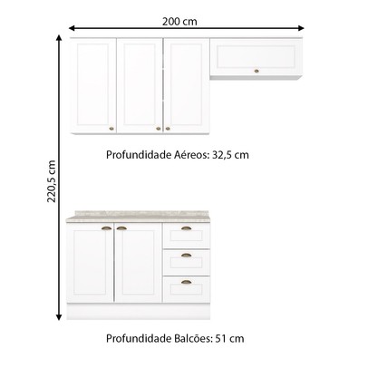 Cozinha Compacta Americana 6 Portas 3 Gavetas 100% Mdf Branco - Henn