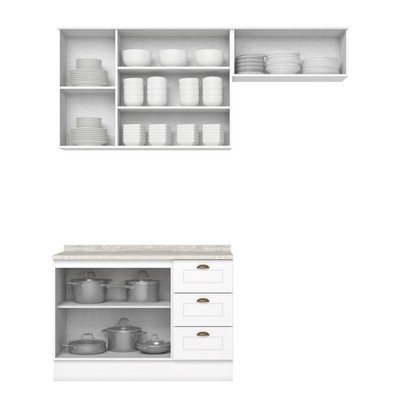 Cozinha Compacta Americana 6 Portas 3 Gavetas 100% Mdf Branco - Henn