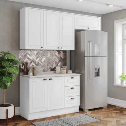 Cozinha Compacta Americana 6 Portas 3 Gavetas 100% Mdf Branco - Henn