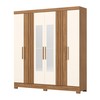 Guarda-Roupa Casal 6 Portas 3 Gavetas com Espelho B367 Nature/Off White - Briz