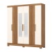 Guarda-Roupa Casal 6 Portas 3 Gavetas com Espelho B367 Nature/Off White - Briz