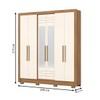 Guarda-Roupa Casal 6 Portas 3 Gavetas com Espelho B366 Nature/Off White - Briz
