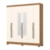 Guarda-Roupa Casal 6 Portas 2 Gavetas com Espelho B368 Nature/Off White - Briz
