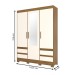 Guarda-Roupa Solteiro Lema 3 Portas 4 Gavetas com Espelho Nature/Off White - Henn