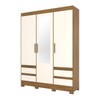 Guarda-Roupa Solteiro Lema 3 Portas 4 Gavetas com Espelho Nature/Off White - Henn