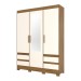 Guarda-Roupa Solteiro Lema 3 Portas 4 Gavetas com Espelho Nature/Off White - Henn