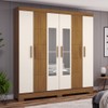 Guarda-Roupa Solteiro B73 6 Portas 2 Gavetas com Espelho Nature/Off White - Henn