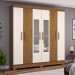 Guarda-Roupa Solteiro B73 6 Portas 2 Gavetas com Espelho Nature/Off White - Henn