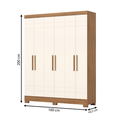 Guarda-Roupa Solteiro 6 Portas 2 Gavetas B369 Nature/Off White - Briz