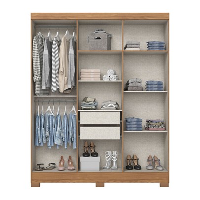 Guarda-Roupa Solteiro 6 Portas 2 Gavetas B369 Nature/Off White - Briz