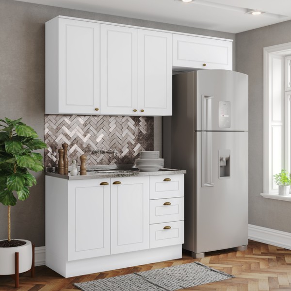 Cozinha Compacta Americana 6 Portas 3 Gavetas 100% Mdf Ce755 Branco - Henn