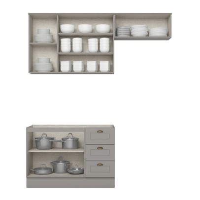 Cozinha Compacta Americana 6 Portas 3 Gavetas 100% Mdf Ce755 Cinza - Henn