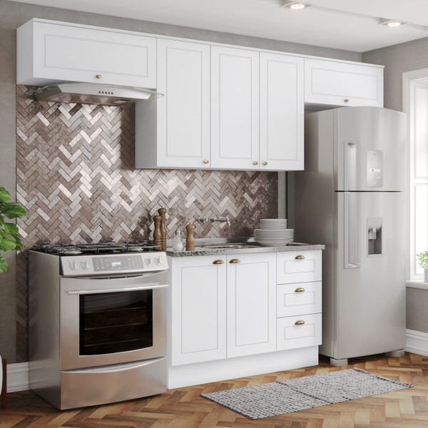 Cozinha Completa Americana 7 Portas 3 Gavetas 100% Mdf Branco - Henn