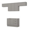 Cozinha Completa Americana 7 Portas 3 Gavetas 100% Mdf Cinza - Henn